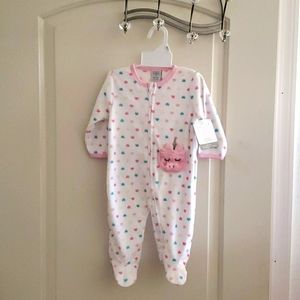 Baby-Girls Newborn "Cutie Cat" Micro-Fleece Footed